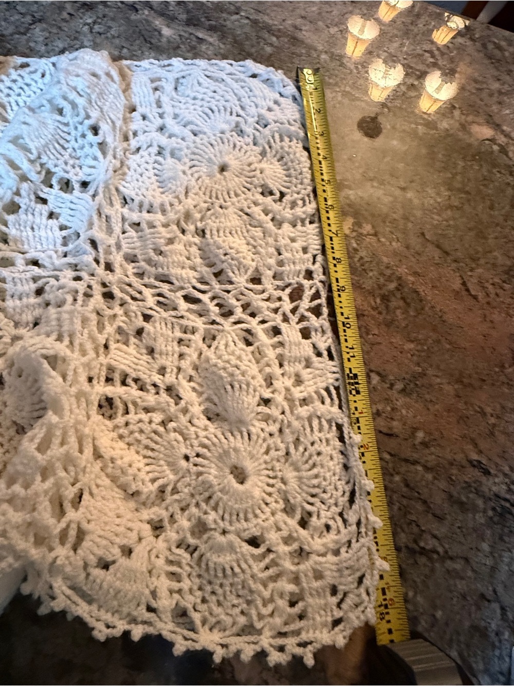 Hand Crafted White Crochet Lace Throw Blanket - Picture 13 of 15